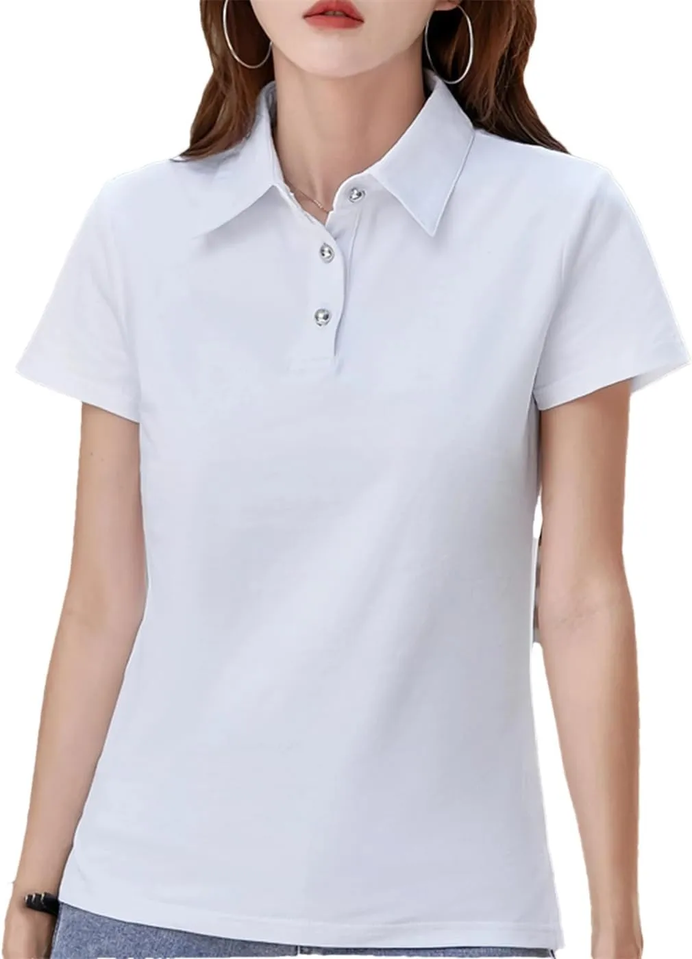 Women's Casual Shirt Spring Button Short Sleeve Cotton T-Shirts