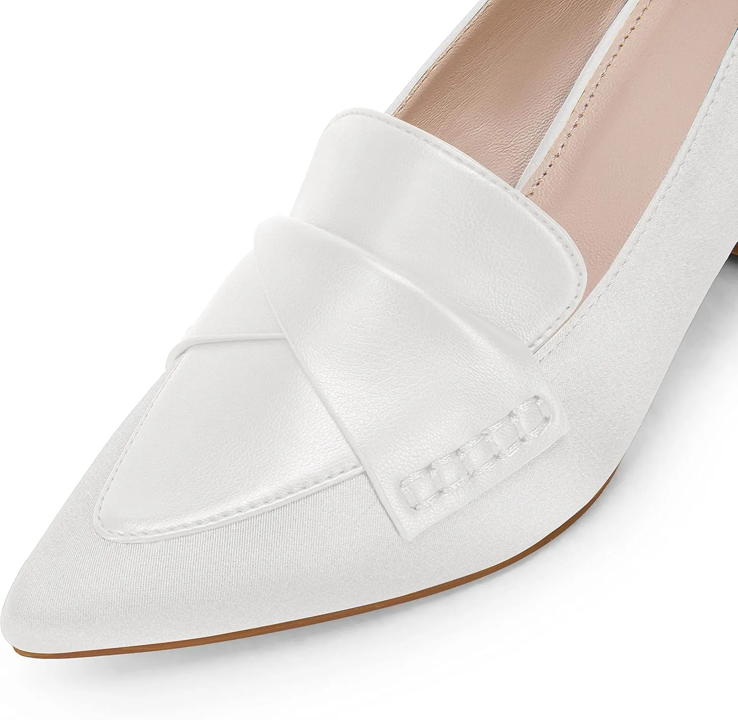 Women's Chunky Block Low Heels Pumps Stitching Retro Work Office Dress Shoes