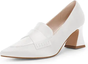 Women's Chunky Block Low Heels Pumps Stitching Retro Work Office Dress Shoes