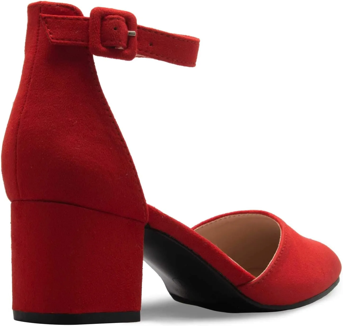 Women's Classic Pumps Close Toe Ankle Strap Kitten Heel - Adorable Low Block Heel