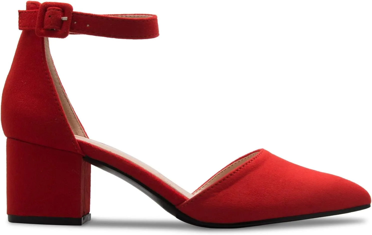 Women's Classic Pumps Close Toe Ankle Strap Kitten Heel - Adorable Low Block Heel