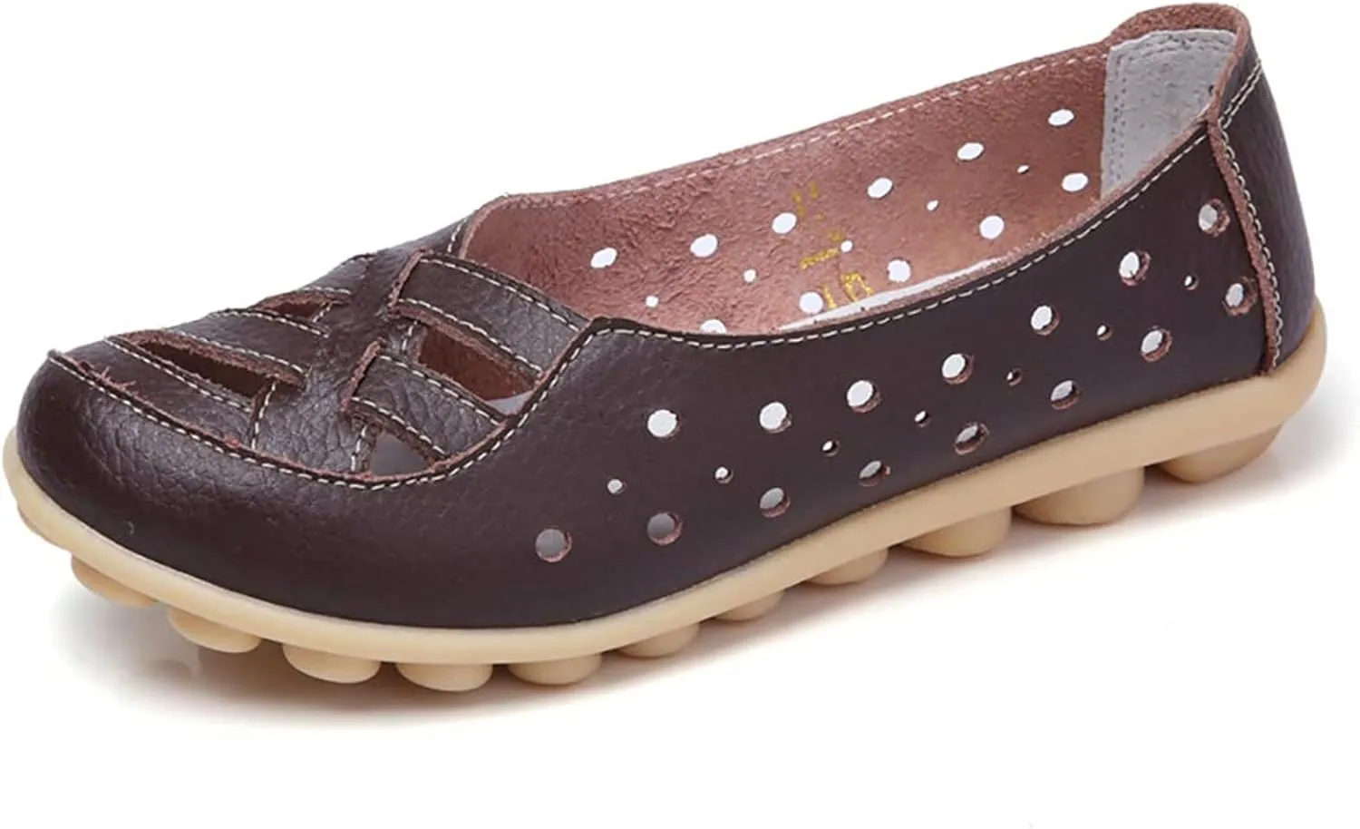 womens comfort sandals Breathable Leather Hollow Out Loafer Flats Summer Slip-On Cutout Sandals Casual Round Toe Orthopedic Loafers Fashion Soft Shoes