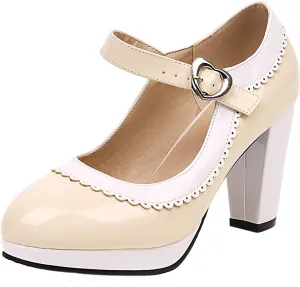 Womens Fashion 7CM High Heels Lolita Princess Single Shoes Platform Ankle Strap Maid Mary Jane Pumps