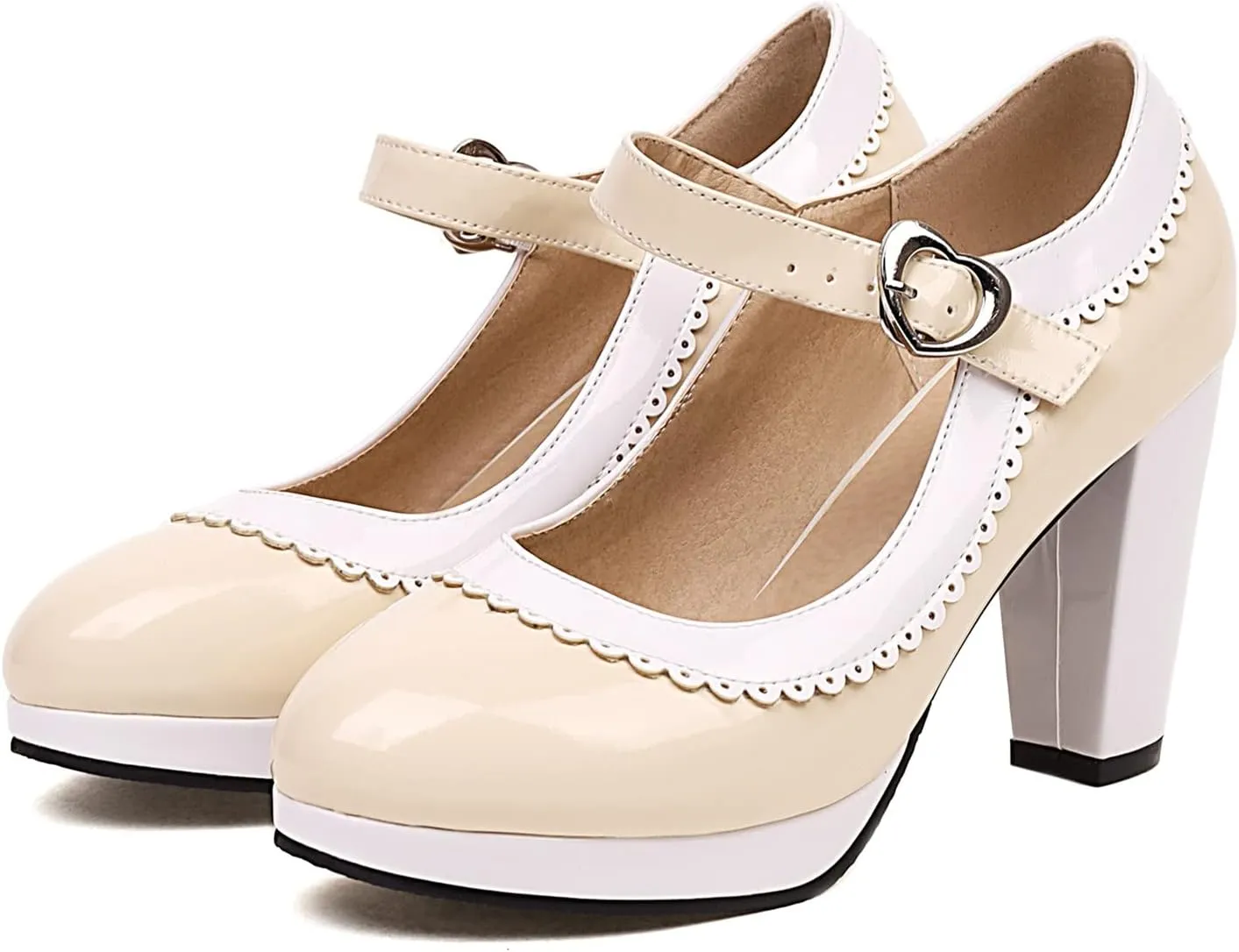 Womens Fashion 7CM High Heels Lolita Princess Single Shoes Platform Ankle Strap Maid Mary Jane Pumps