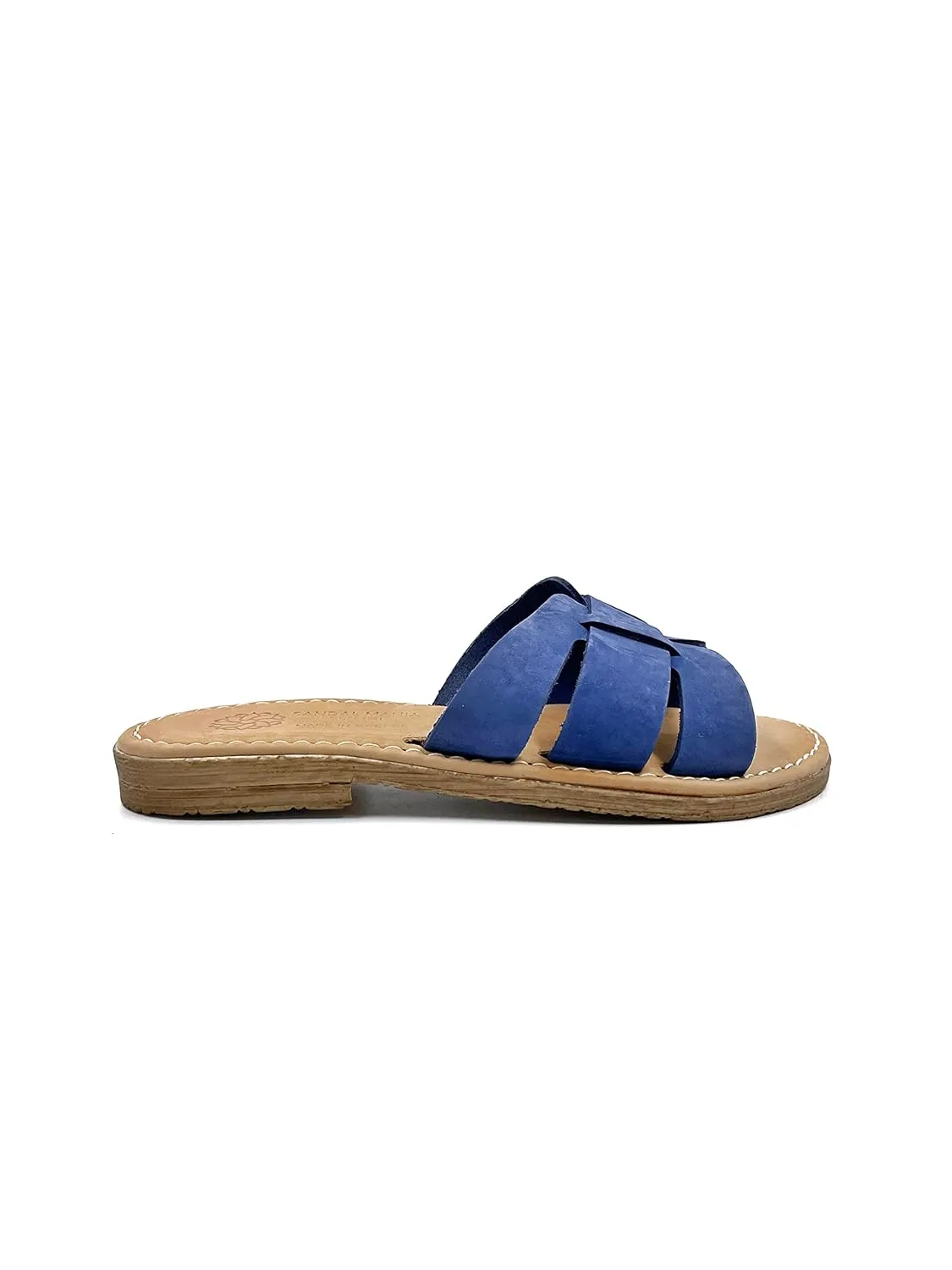 Women's Flat Sandals from Genuine Leather Blue, Slip On Handmade Sandals, Greek Sandals for Women, Gift for Her, Handmade Leather Greek Sandals Blue (7)