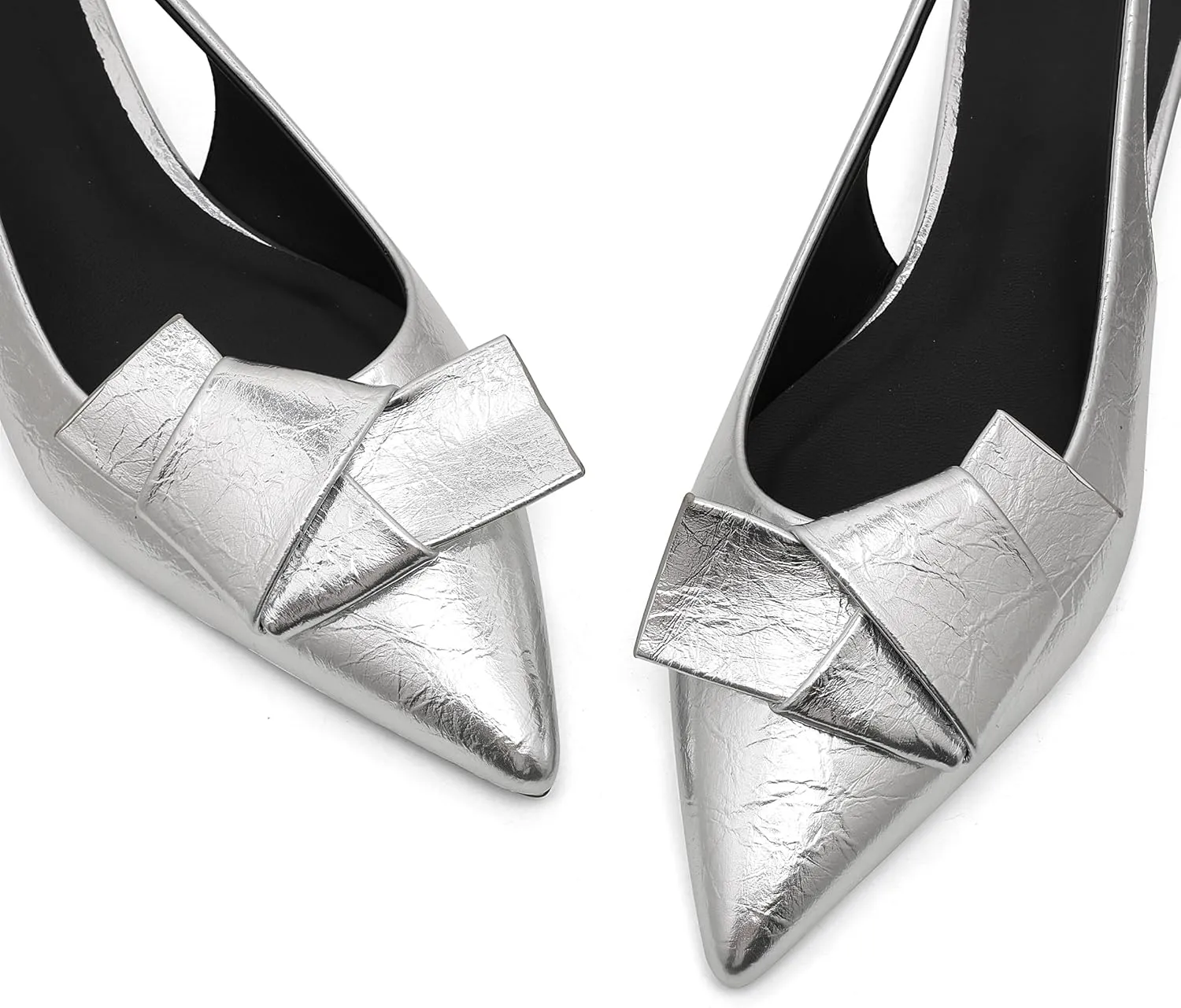 Women's Kitten Heels Black Pumps Dress Shoes Low Heel Wedding Slingback Pointed Toe Bridal Shoes