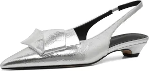 Women's Kitten Heels Black Pumps Dress Shoes Low Heel Wedding Slingback Pointed Toe Bridal Shoes