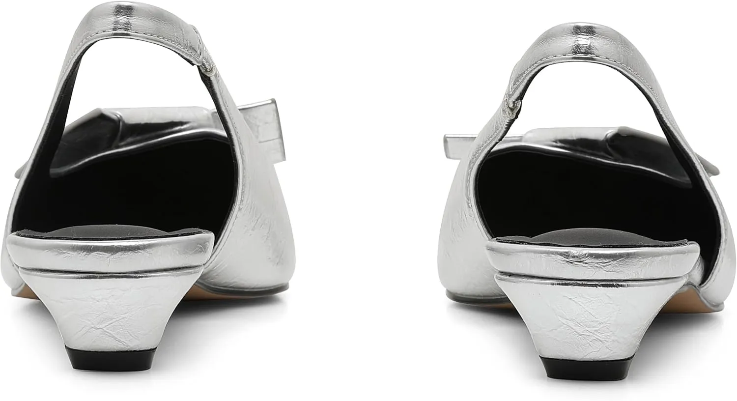 Women's Kitten Heels Black Pumps Dress Shoes Low Heel Wedding Slingback Pointed Toe Bridal Shoes
