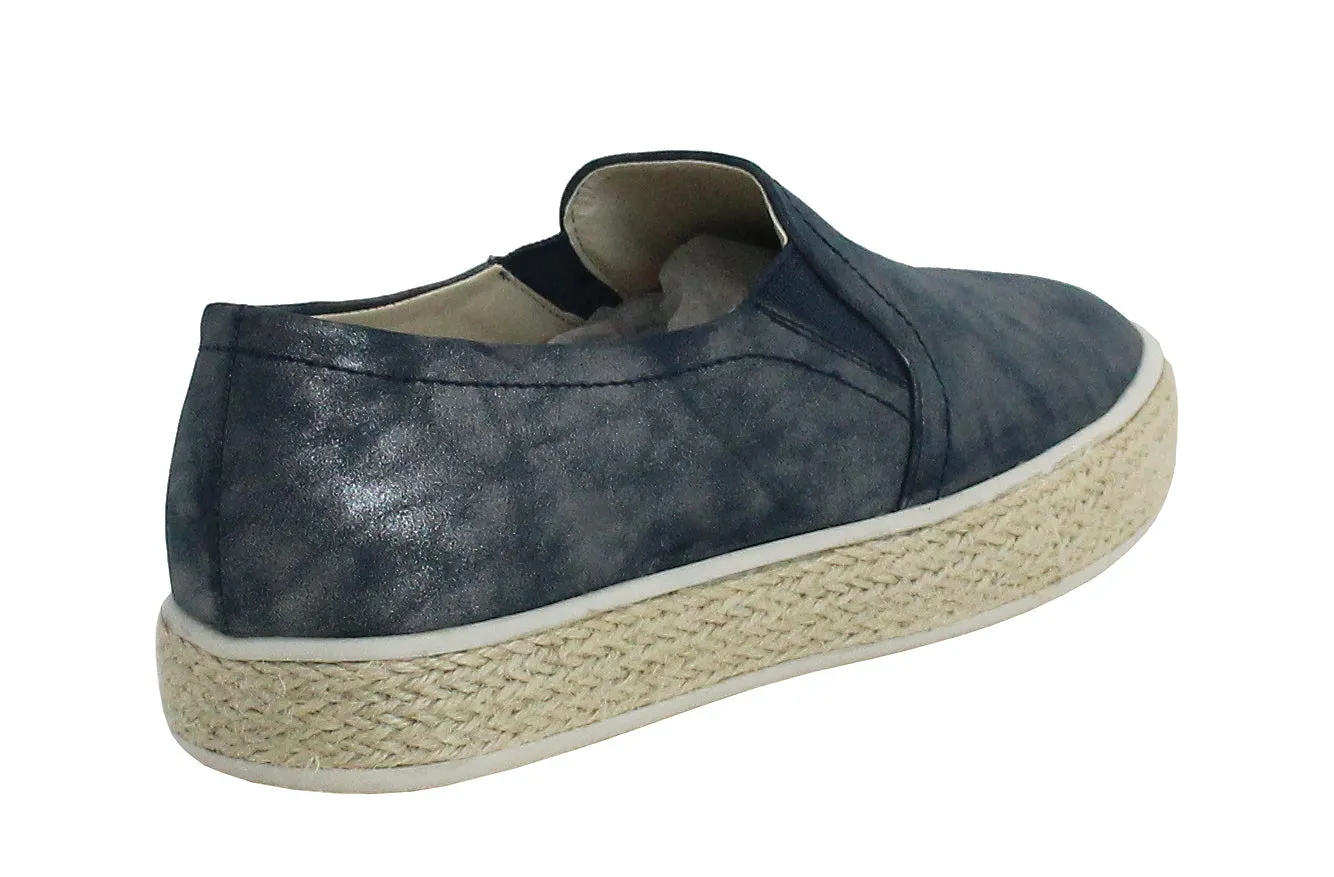Womens Ladies Flat Twin Gusset Slip On Fashion Trainers Casual Rope Sole Pumps Shoes SIZE UK 8