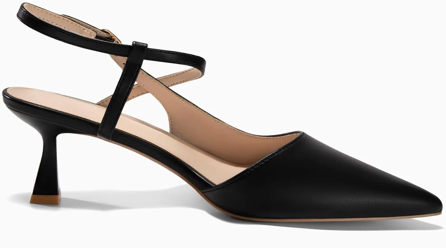 Womens Low Kitten Heel Closed Pointed Toe Slingback Pumps Heels Slip On Heeled Sandals Dress Shoes