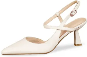 Womens Low Kitten Heel Closed Pointed Toe Slingback Pumps Heels Slip On Heeled Sandals Dress Shoes