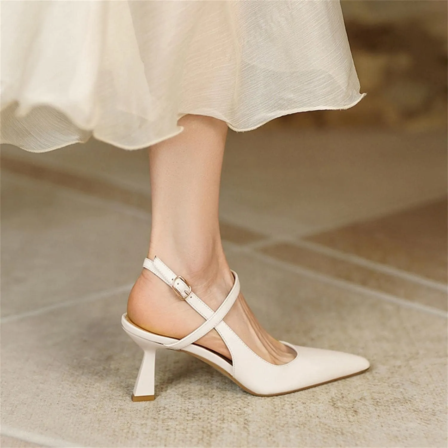 Womens Low Kitten Heel Closed Pointed Toe Slingback Pumps Heels Slip On Heeled Sandals Dress Shoes