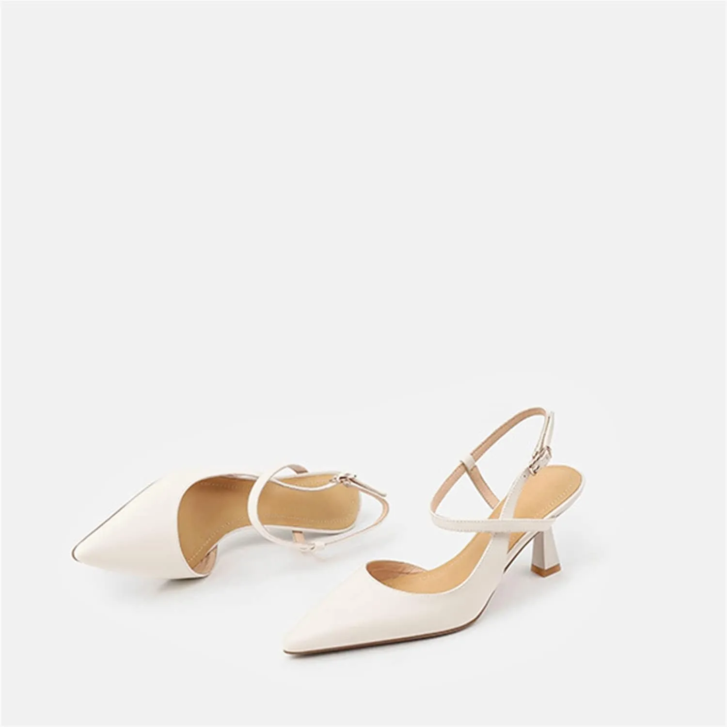 Womens Low Kitten Heel Closed Pointed Toe Slingback Pumps Heels Slip On Heeled Sandals Dress Shoes