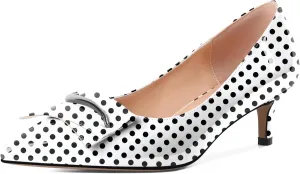 Women's Low Kitten Heels Closed Pointey Toe Pumps Low Stiletto Heels Slip-on Buckle Pumps Wedding Bridal Party 2 Inches Dress Shoes
