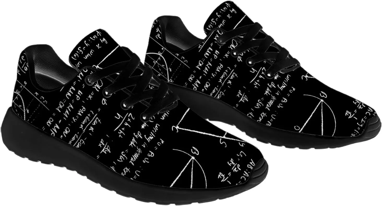 Women's Men's Math Print Running Shoes Comfort Tennis Gym Shoes Walking Sneakers Gifts for Him Her