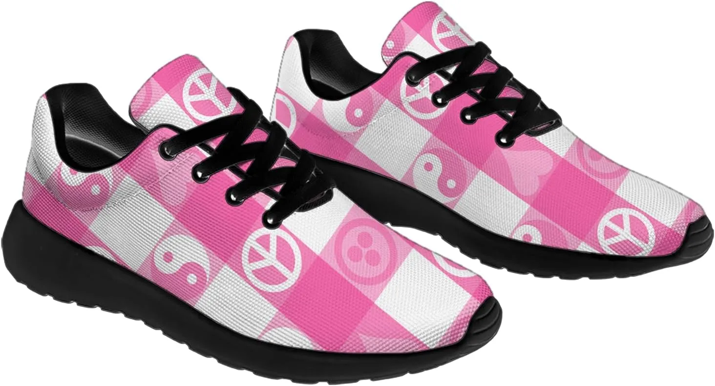 Women's Men's Peace Shoes Plaid Sneakers Running Tennis Walking Shoes Gifts for Boys Girls