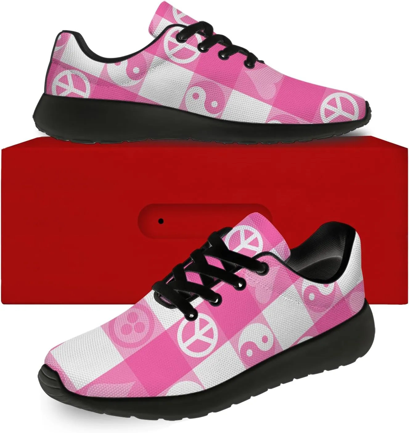 Women's Men's Peace Shoes Plaid Sneakers Running Tennis Walking Shoes Gifts for Boys Girls