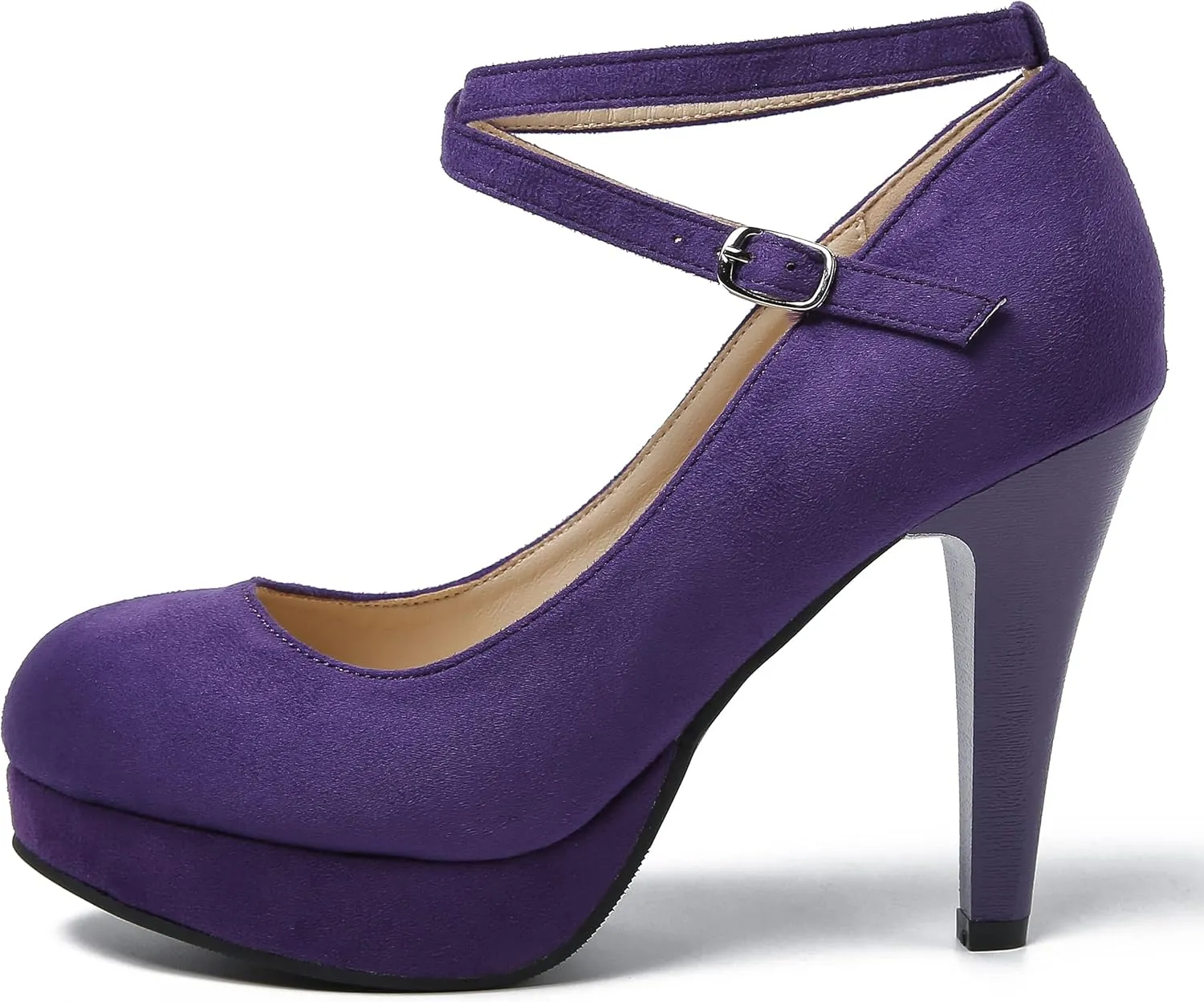 Women's Platform High Heels Closed Toe Pumps Strappy Cross Ankle Strap Shoes