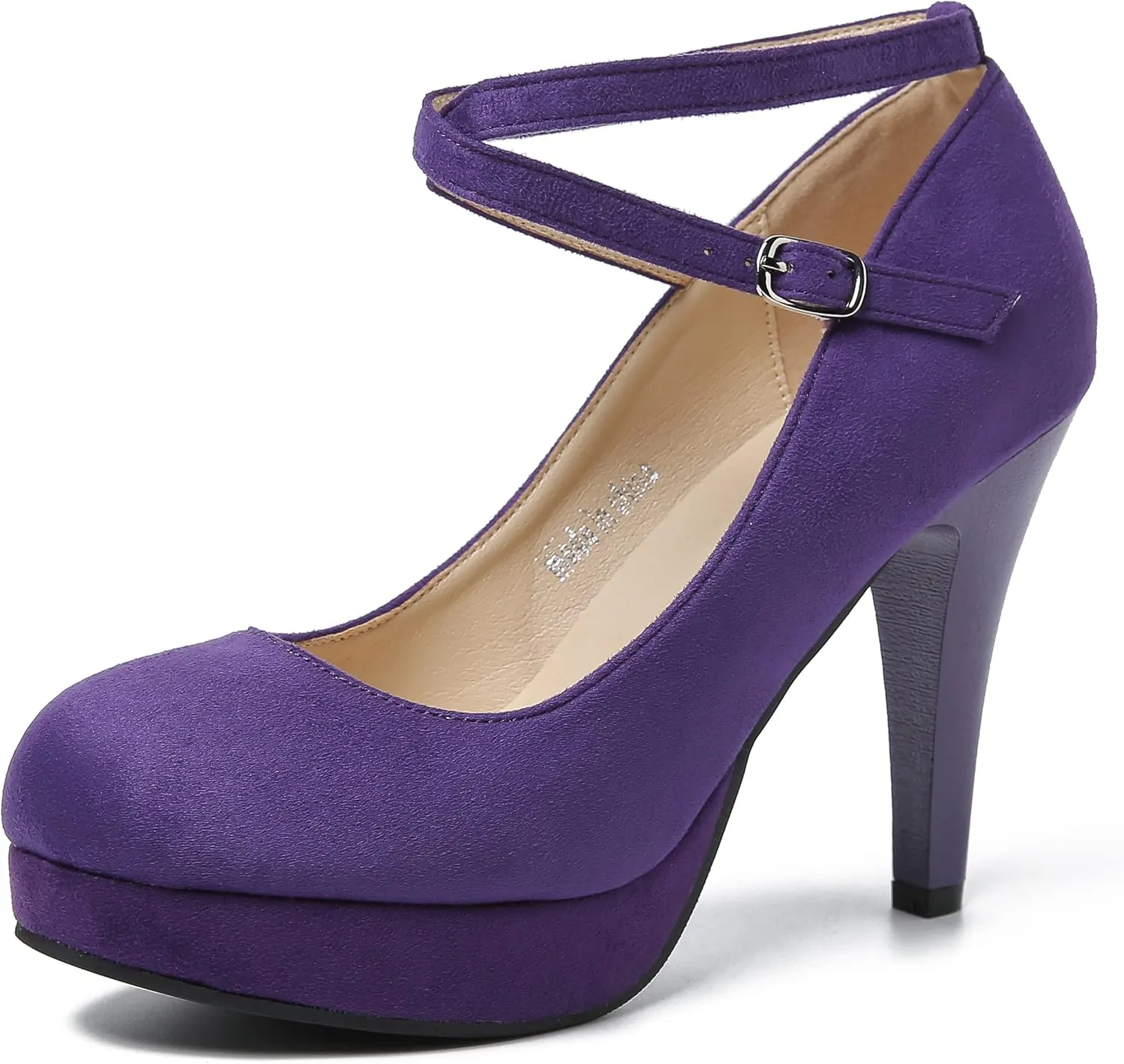 Women's Platform High Heels Closed Toe Pumps Strappy Cross Ankle Strap Shoes