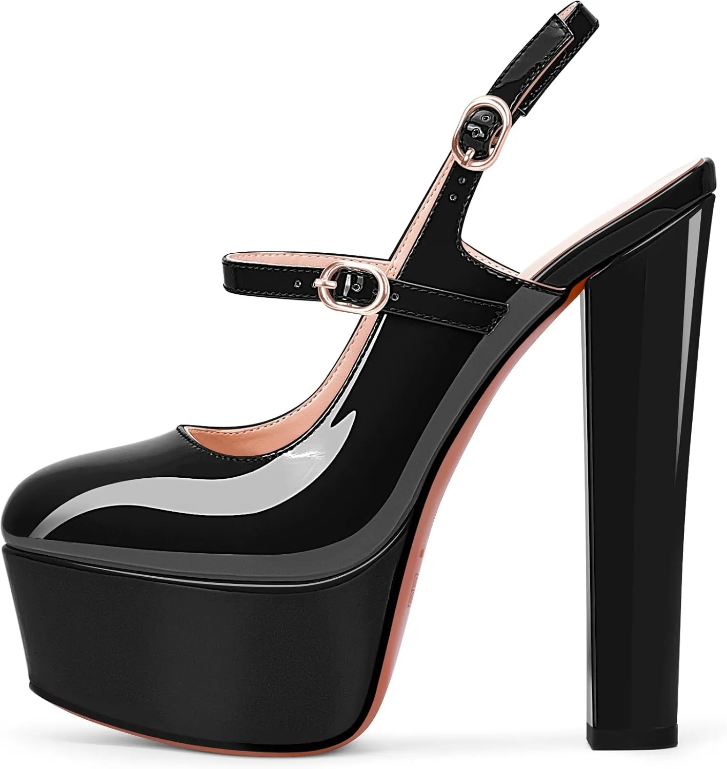 Women's Platform Sexy Chunky High Heel Slingbacks Pumps Round Toe Ankle Strap Party Dress Shoes