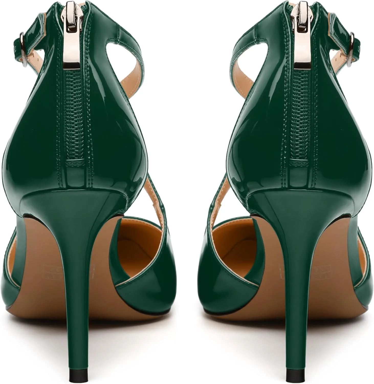 Womens Ponited Toe High Heel Pumps Crisscross Strap Sandals Open Side Stiletto Heel Dress Shoes