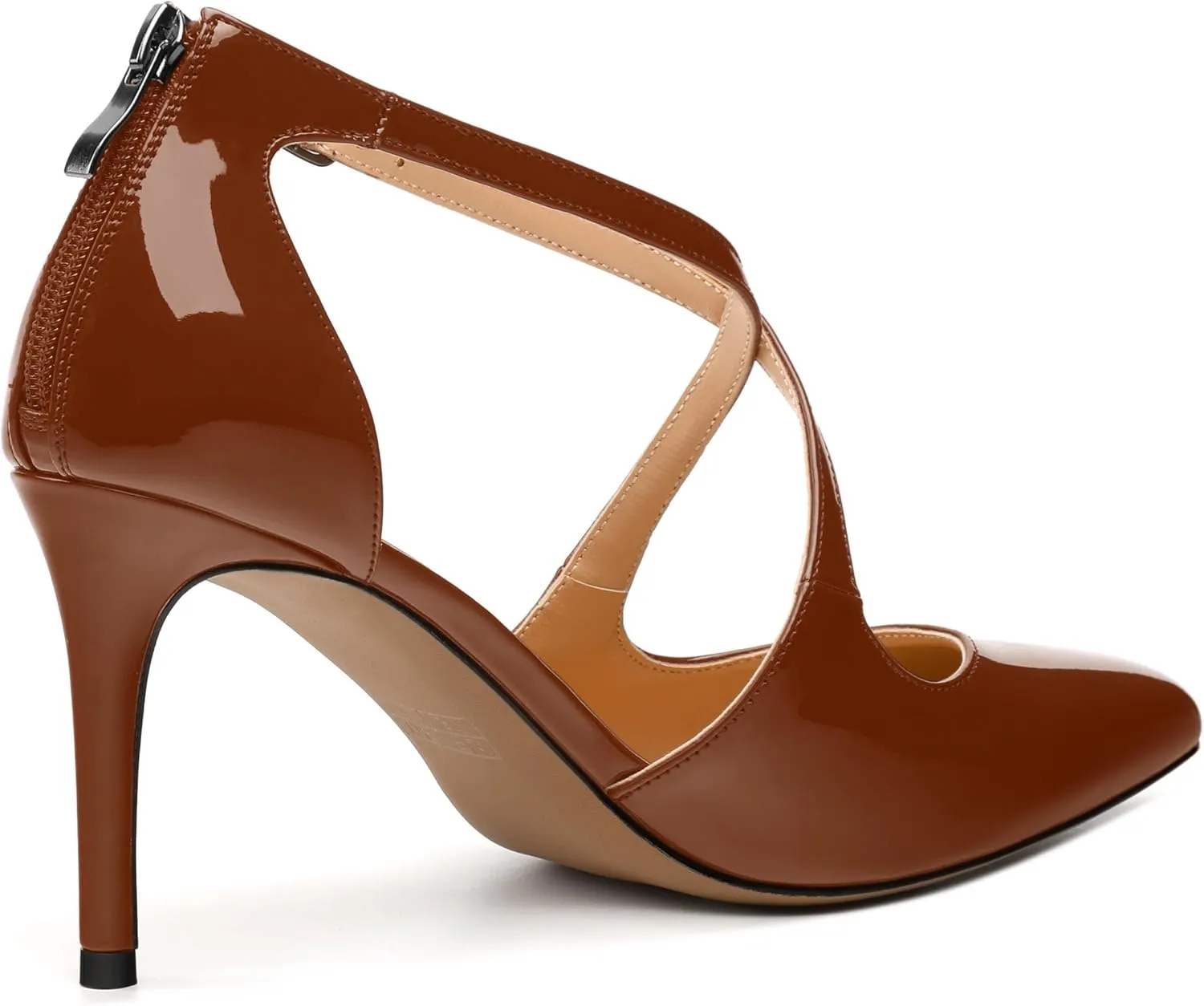 Womens Ponited Toe High Heel Pumps Crisscross Strap Sandals Open Side Stiletto Heel Dress Shoes
