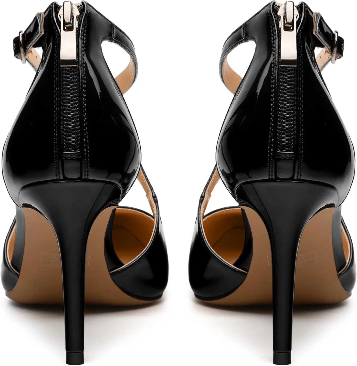 Womens Ponited Toe High Heel Pumps Crisscross Strap Sandals Open Side Stiletto Heel Dress Shoes