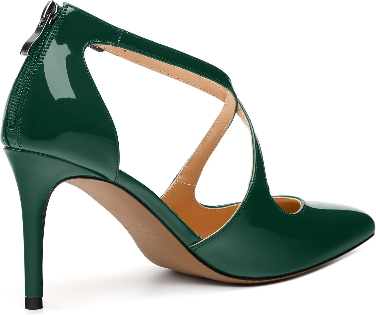 Womens Ponited Toe High Heel Pumps Crisscross Strap Sandals Open Side Stiletto Heel Dress Shoes
