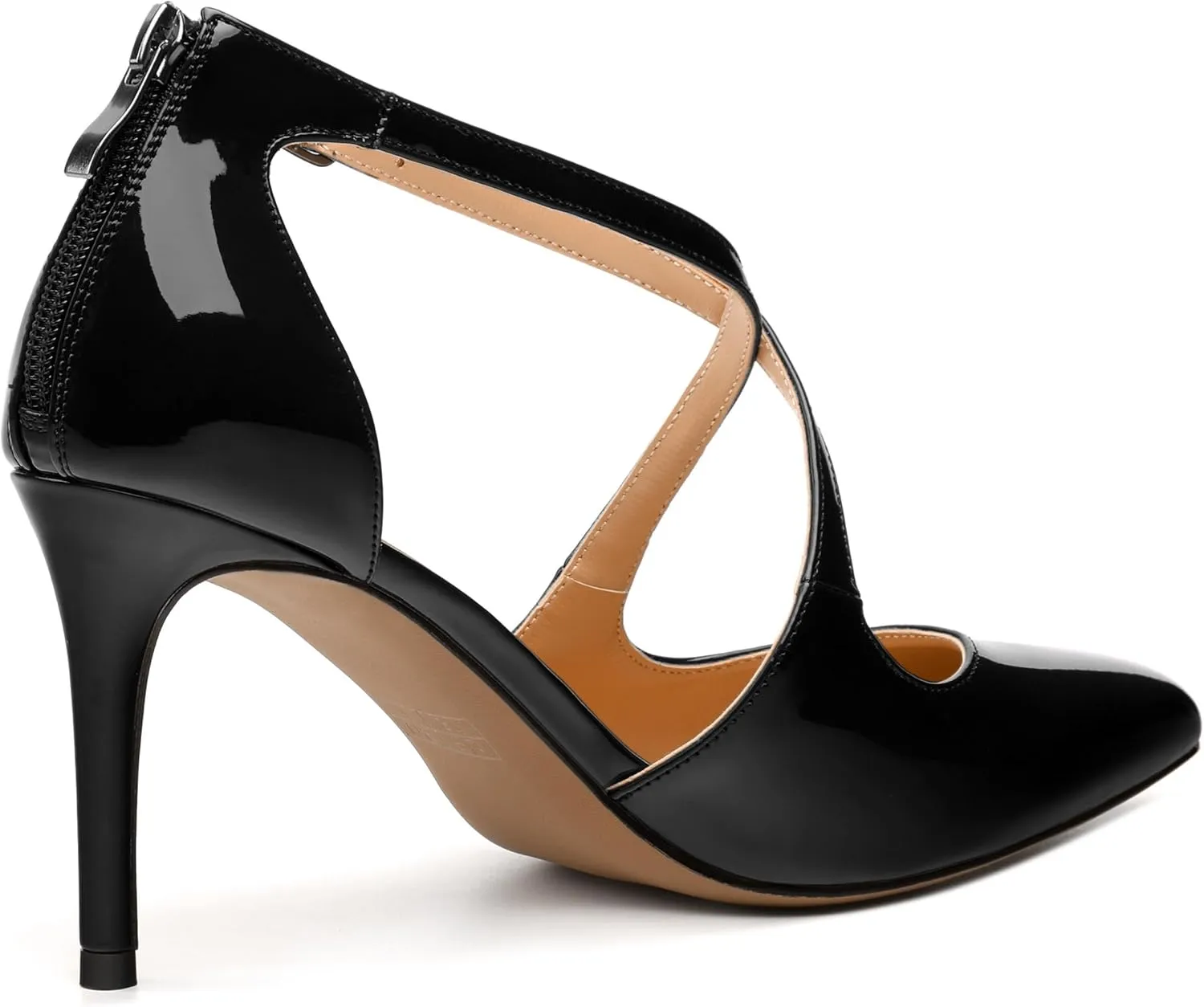 Womens Ponited Toe High Heel Pumps Crisscross Strap Sandals Open Side Stiletto Heel Dress Shoes