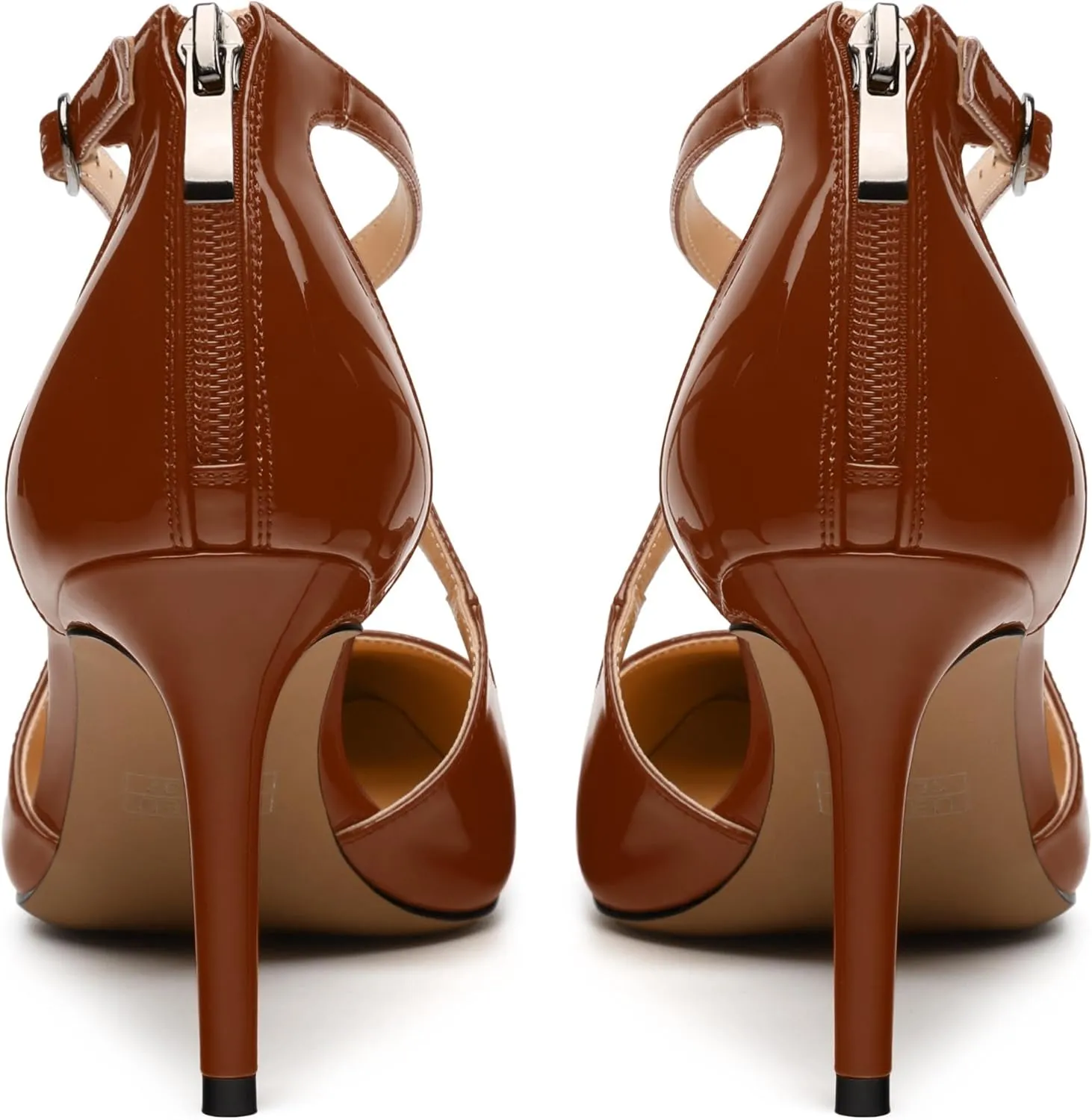 Womens Ponited Toe High Heel Pumps Crisscross Strap Sandals Open Side Stiletto Heel Dress Shoes