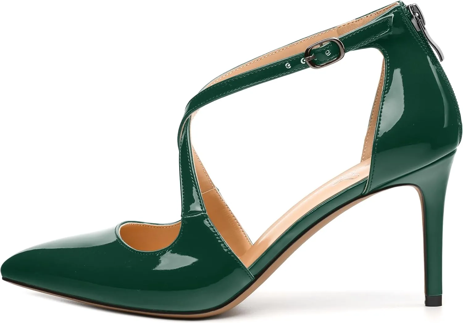 Womens Ponited Toe High Heel Pumps Crisscross Strap Sandals Open Side Stiletto Heel Dress Shoes