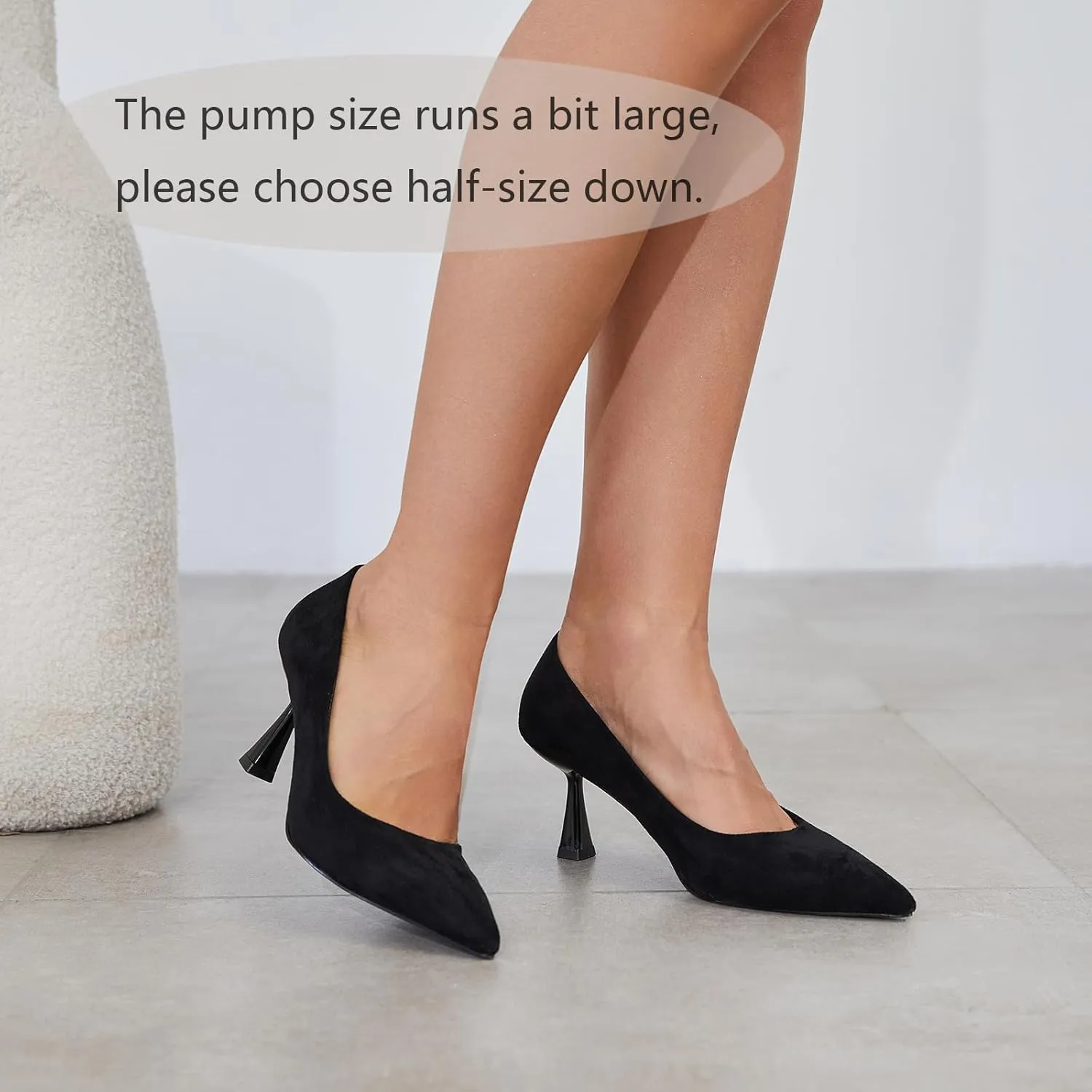 Women's Pumps 3 Inch Kitten Heel Pointed Toe Shoes for Women Comfortable Office Work Dress Shoes