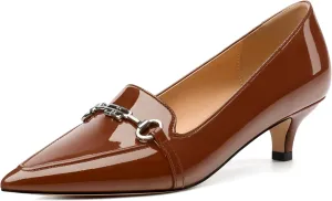 Women‘s Pumps - Fashion Pointed Closed Toe Heels for Women, Stiletto Low Kitten Heel Metal Buckle Dress Work Shoes