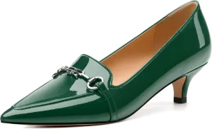 Women‘s Pumps - Fashion Pointed Closed Toe Heels for Women, Stiletto Low Kitten Heel Metal Buckle Dress Work Shoes