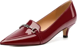 Women‘s Pumps - Fashion Pointed Closed Toe Heels for Women, Stiletto Low Kitten Heel Metal Buckle Dress Work Shoes