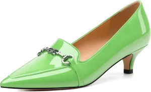 Women‘s Pumps - Fashion Pointed Closed Toe Heels for Women, Stiletto Low Kitten Heel Metal Buckle Dress Work Shoes