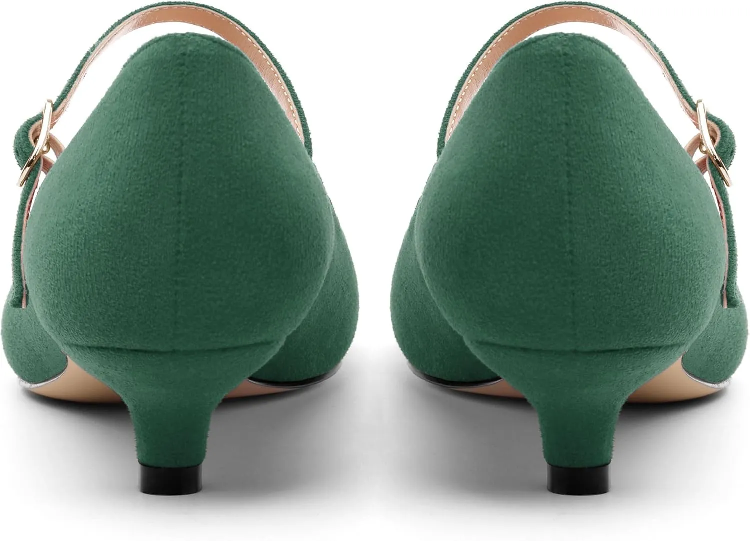 Women's Pumps Low Kitten Heel Mary Janes Closed Suede Pointed Toe Dress Shoes for Women Party Wedding Office 1.4 Inch
