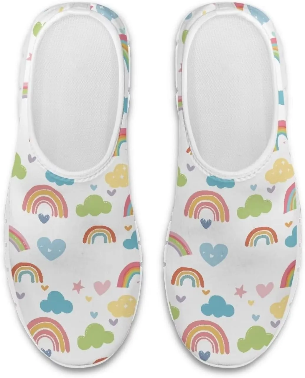 Women's Rainbow Print Shoes Slip On Casual Walking Sneakers Non Slip Comfortable Low Top Ourdoor Sports Flat Shoes