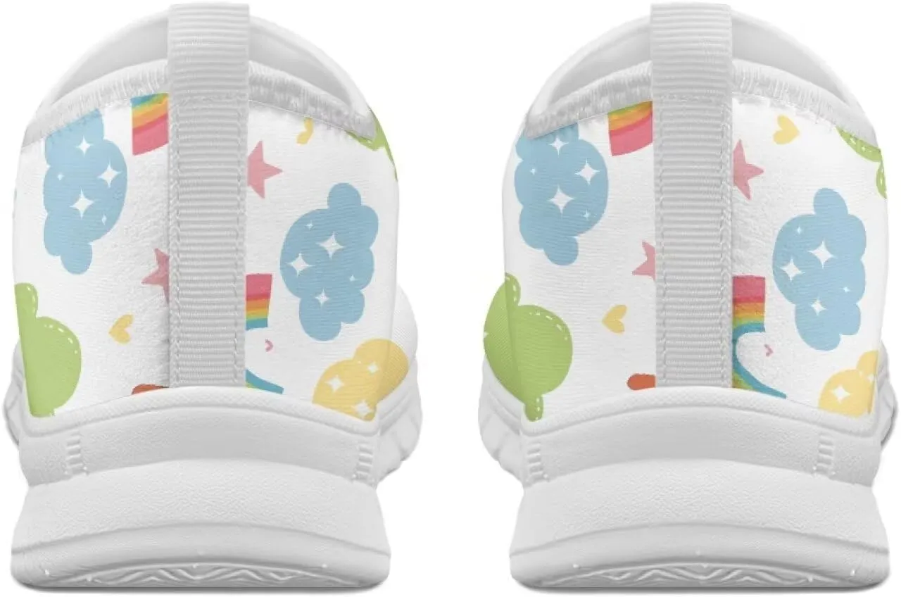 Women's Rainbow Print Shoes Slip On Casual Walking Sneakers Non Slip Comfortable Low Top Ourdoor Sports Flat Shoes