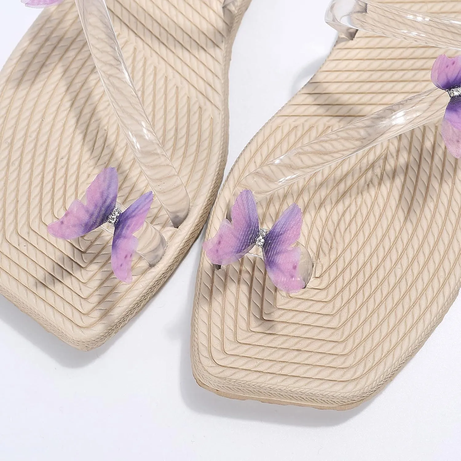 Women's Sandals Dressy Women Slippers Fashion Summer New Pattern Butterfly Decorative Flat Set Toe Comfortable Non Slip