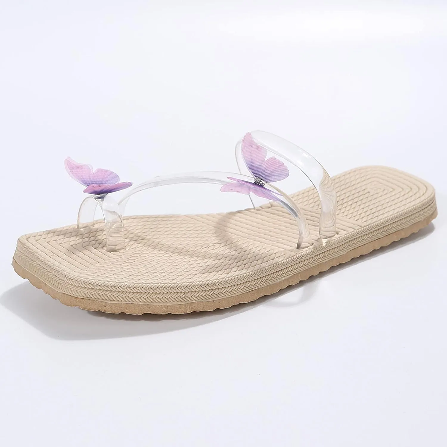 Women's Sandals Dressy Women Slippers Fashion Summer New Pattern Butterfly Decorative Flat Set Toe Comfortable Non Slip