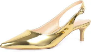 Women's Slingback Kitten Heels 2 inch Low Heel Pointed Closed Toe Pumps Shoes