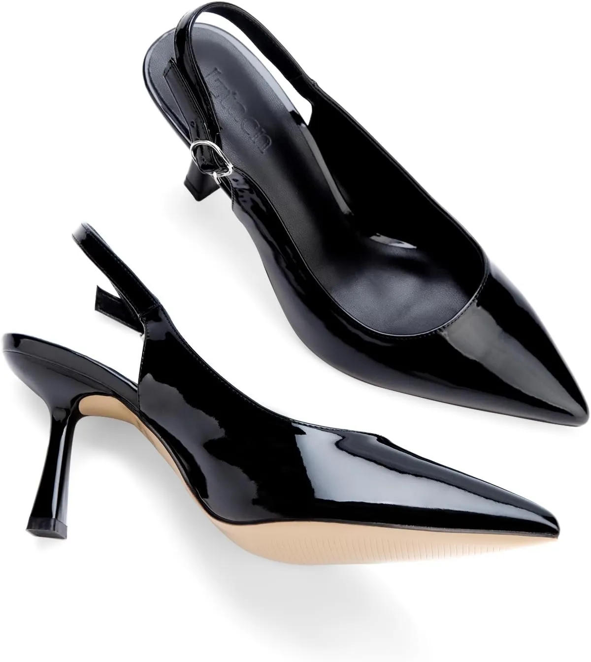 Women's Slingback Pointed Closed Toe Kitten Heels Pumps Shoes