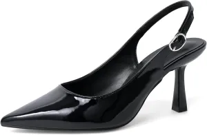 Women's Slingback Pointed Closed Toe Kitten Heels Pumps Shoes