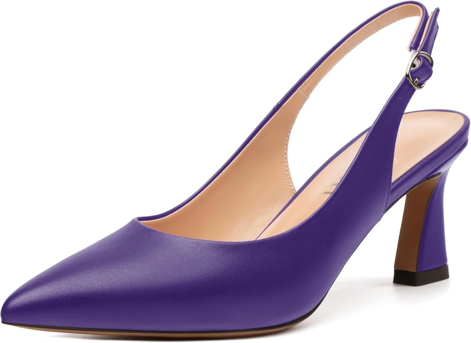 Women's Slingback Pumps Kitten Heel Pointed Toe Pumps for Women Comfort Kitten Mid Heels Buckle Pumps Wedding Party Dance Shoes