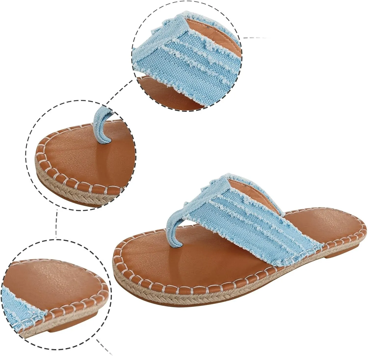 Women's Summer Fashion Toe Flat Bottom Fabric Thongs Slippers Casual Comfortable Womens Women's Fuzzy Slippers Pom
