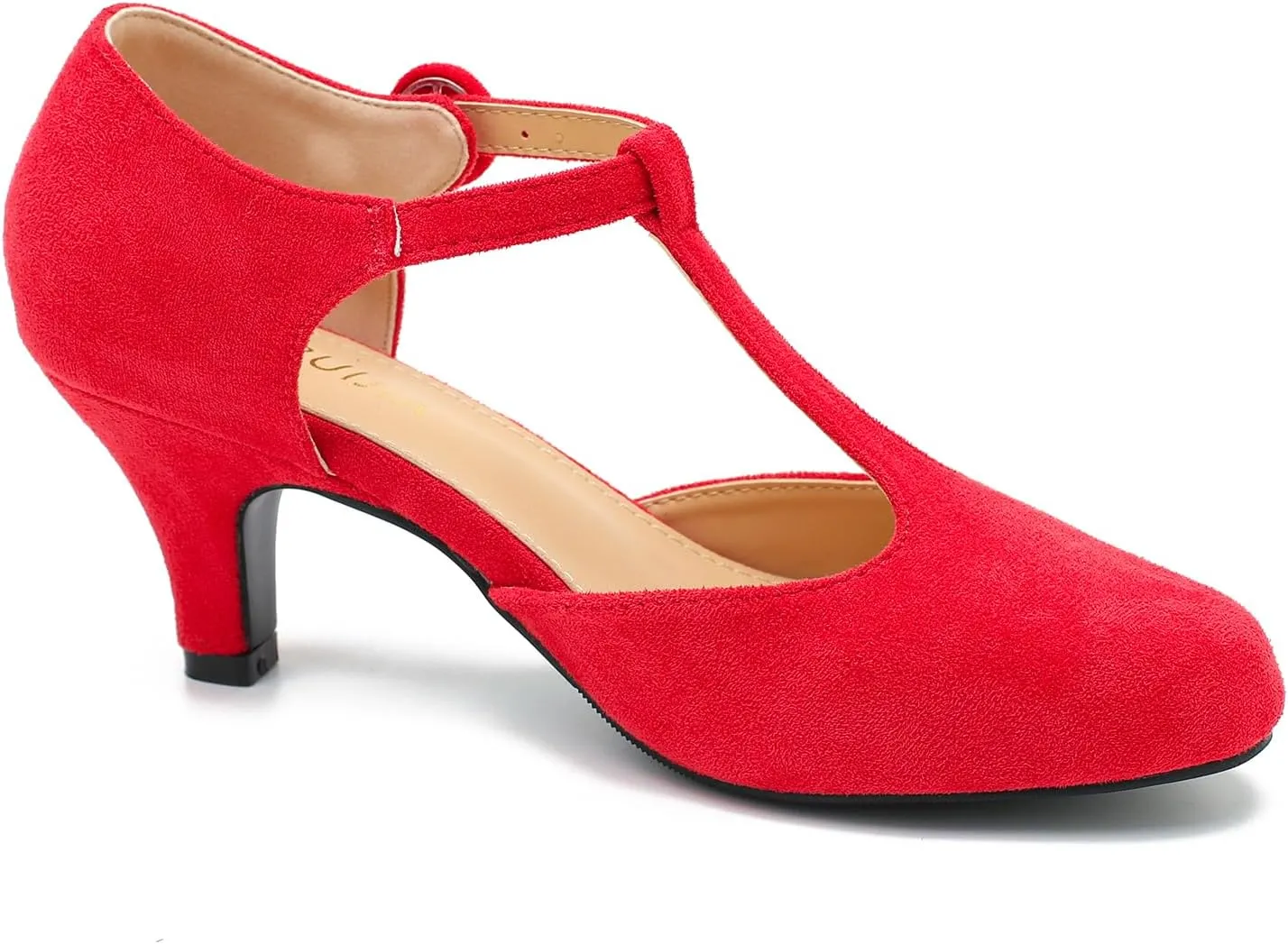 Womens T Strap Low Kitten Heels Ankle Strap Mary Janes Comfortable Vintage Closed Toe Wedding Pumps Dress Shoes