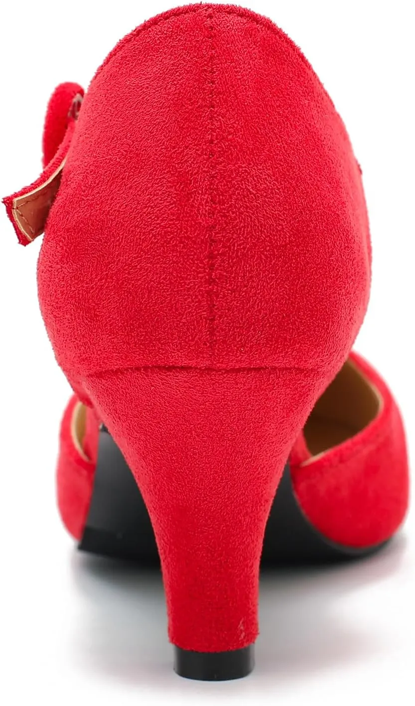 Womens T Strap Low Kitten Heels Ankle Strap Mary Janes Comfortable Vintage Closed Toe Wedding Pumps Dress Shoes