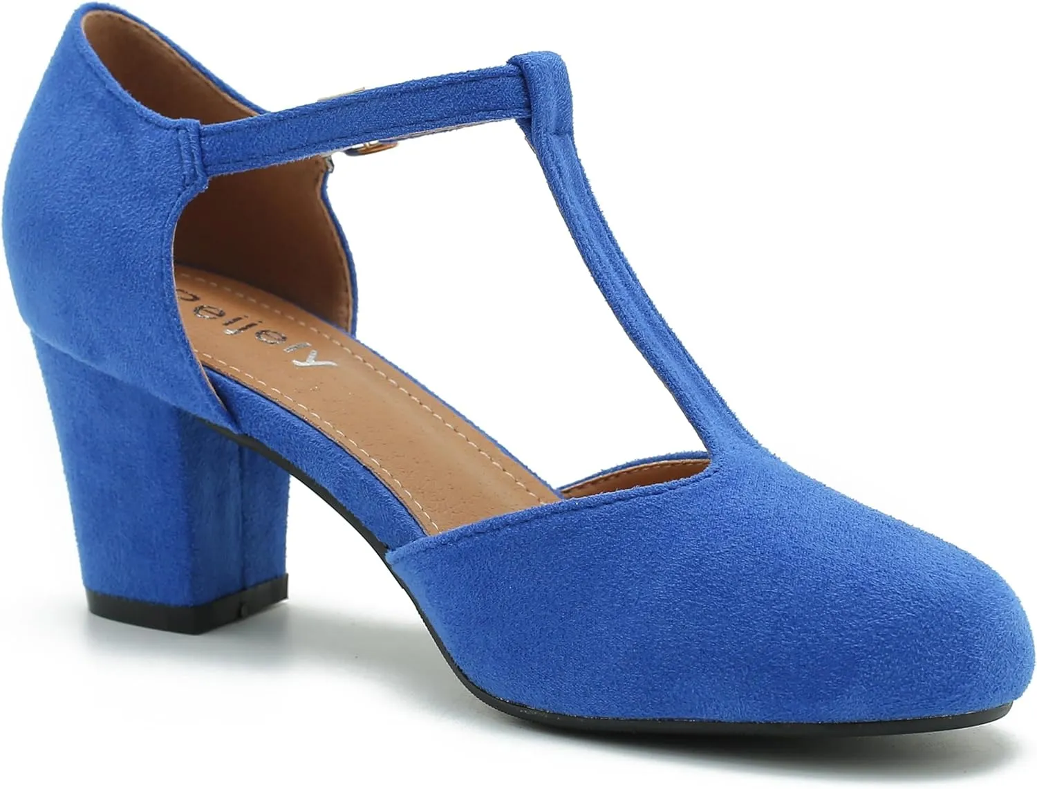 Womens T Strap Mary Jane Shoes Chunky Block Heel Ankle Strap Buckle Dress Pumps