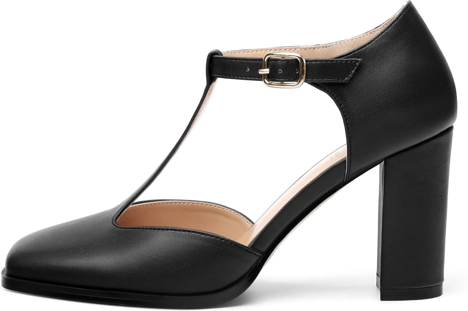 Womens T Strap Mary Janes Pumps, Square Toe Block High Heel Ankle Strap Shoes for Women